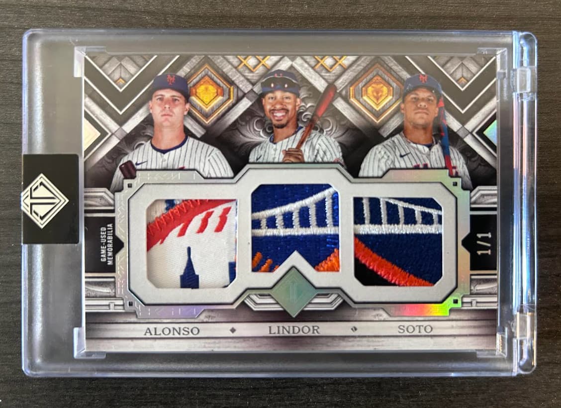 2025 Topps Transcendent - Triple Patch Card - Alonso - Lindor - Soto (Mets) 1/1