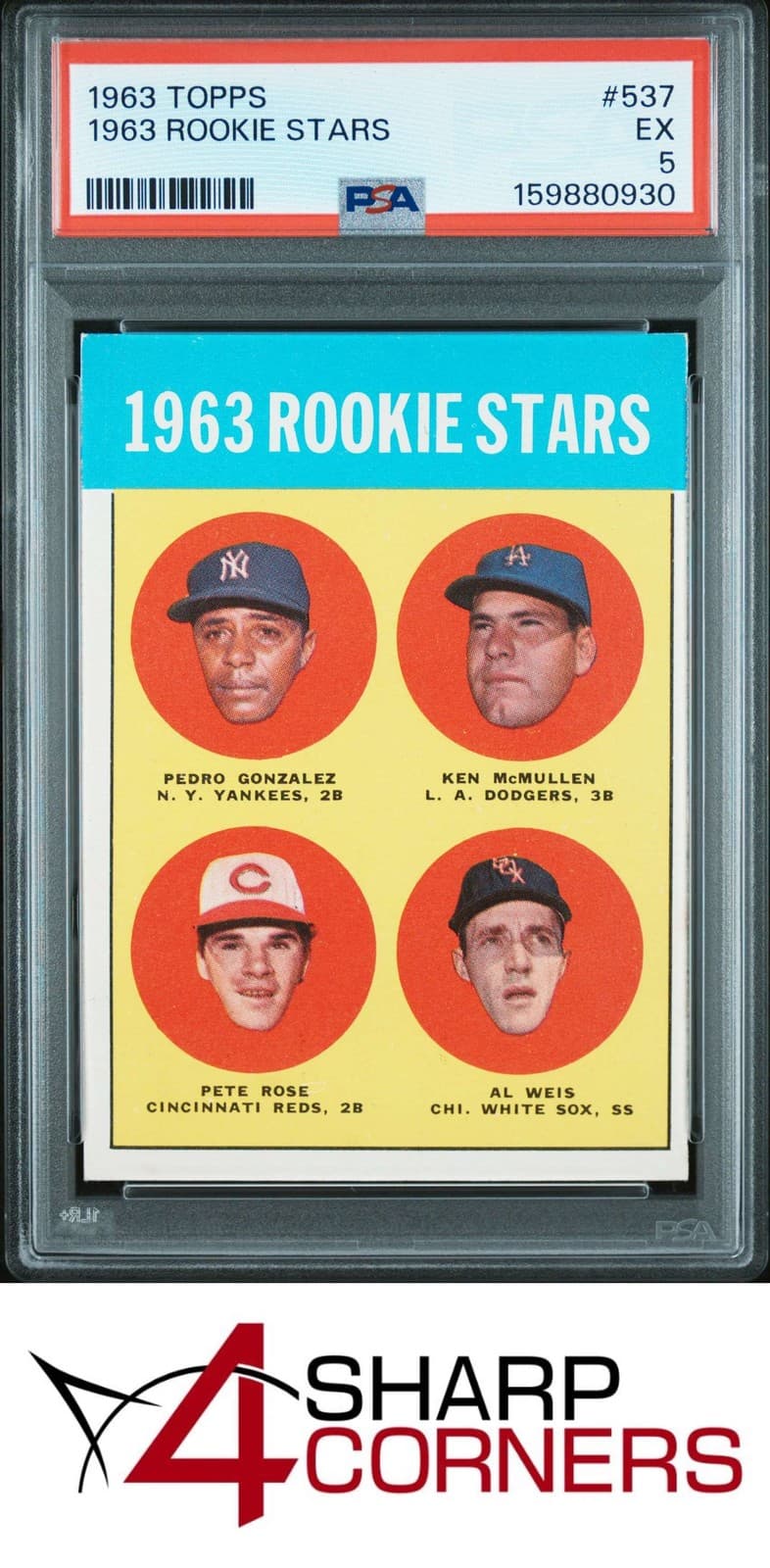 1963 TOPPS #537 PETE ROSE RC REDS PSA 5