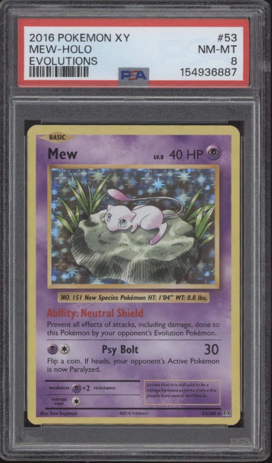 Mew Pokemon XY Evolutions Holo #53 PSA 8