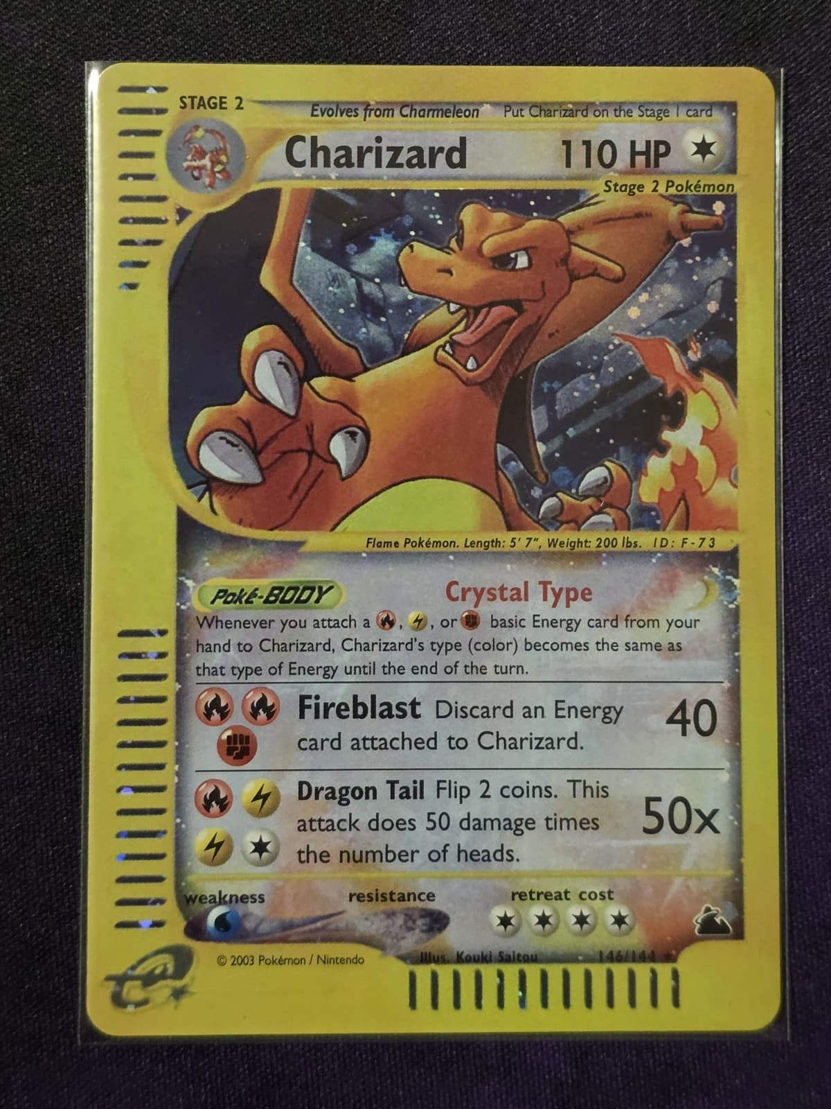 Charizard 146/144 Skyridge Holo Rare 110 HP Stage 2 Pokemon TCG 2003