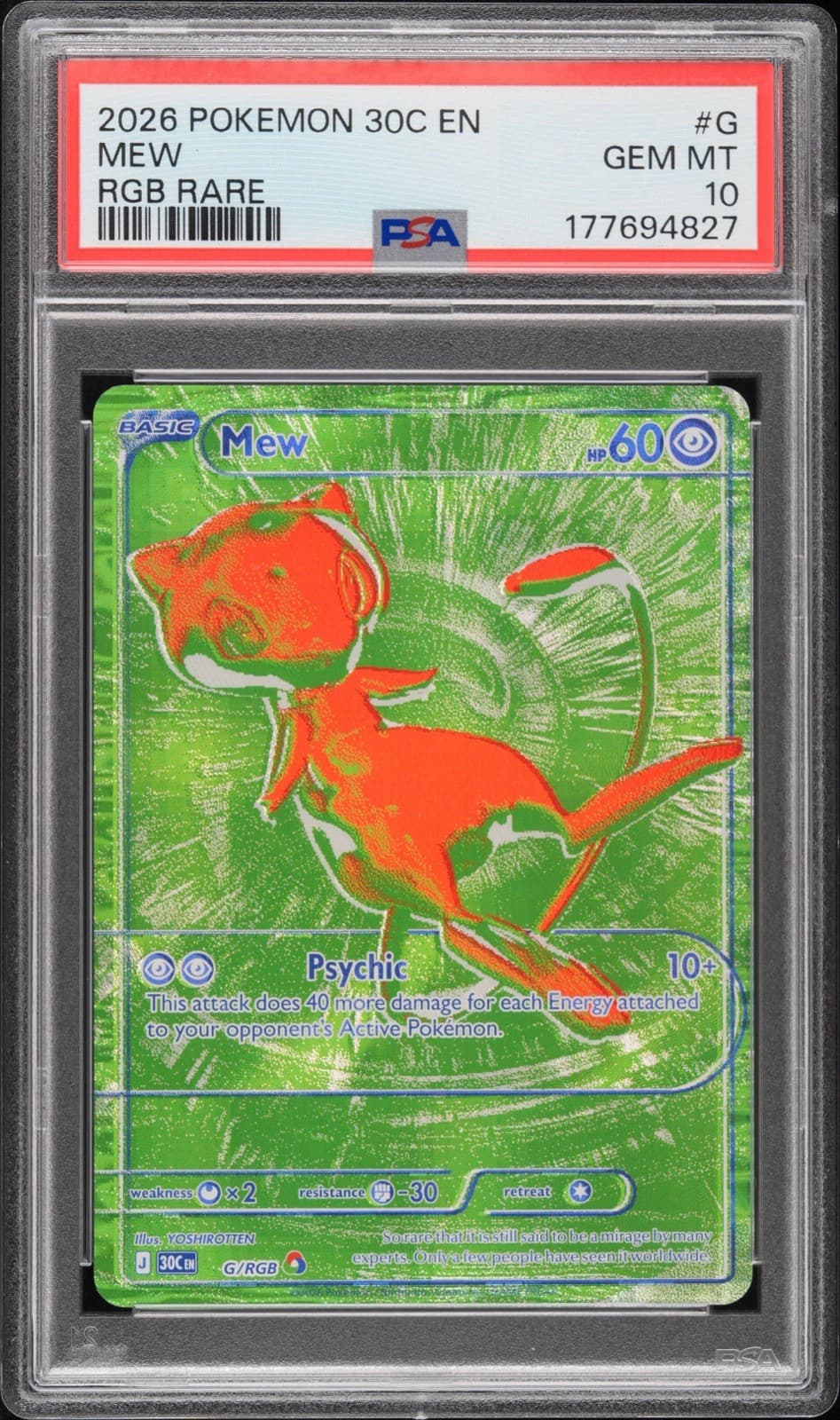 2026 Pokemon 30c En-30th Celebration Rgb Rare #G Mew Psa 10