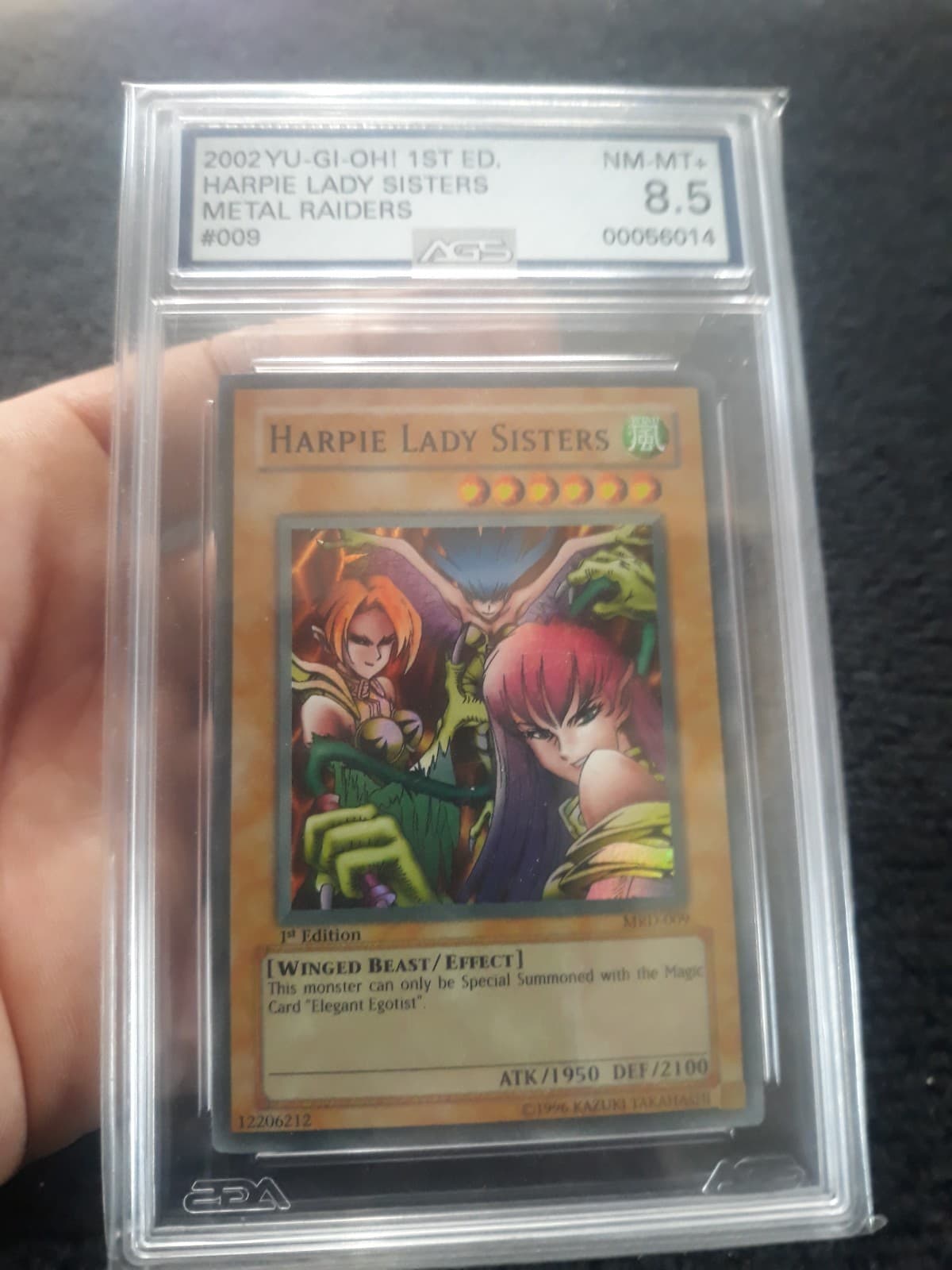 2002 YU-GI-OH! HARPIE LADY SISTERS 1ST EDITION MRD-009 SUPER RARE Mint AGS 8.5