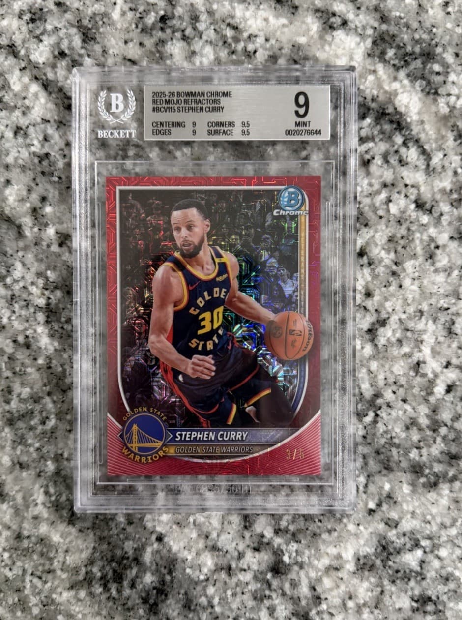 2025 Bowman Chrome Stephen Curry Red Mojo /5 Bgs 9