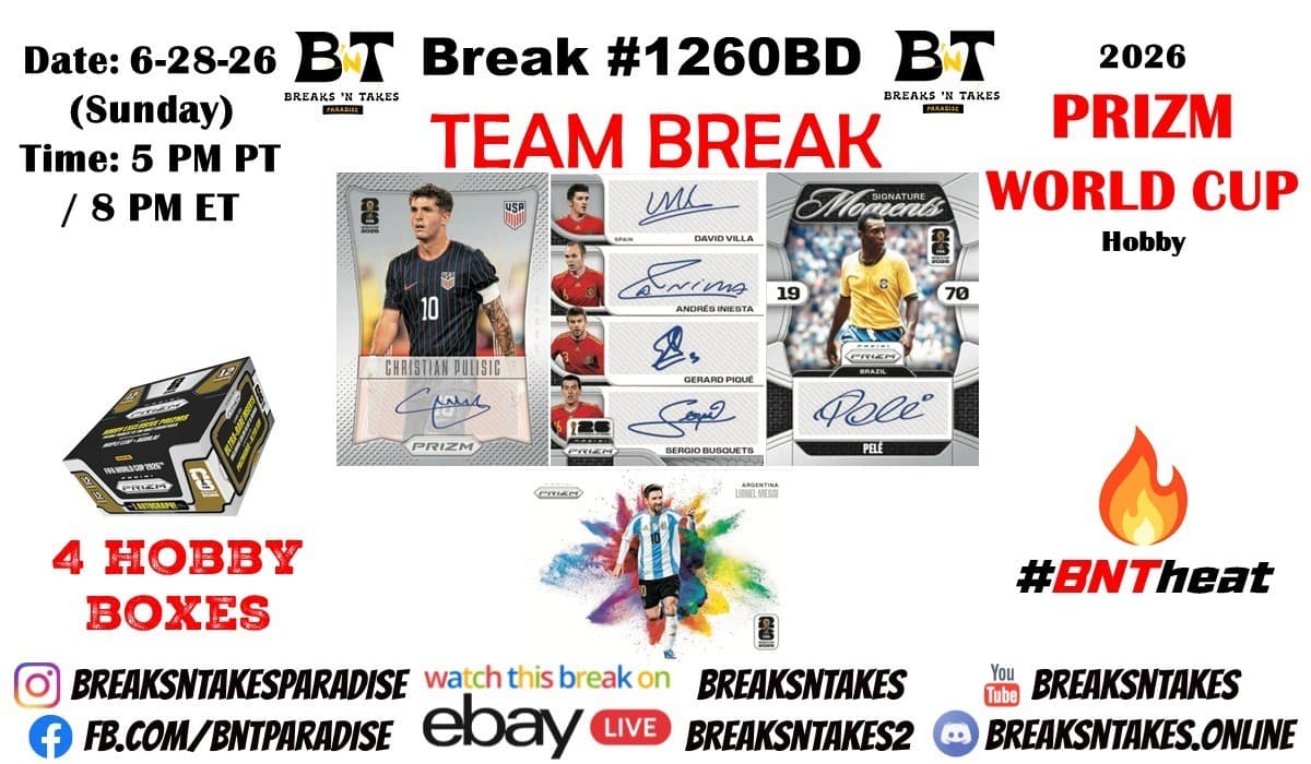 SPAIN 2026 Panini Prizm FIFA World Cup Soccer Hobby 4 BOX Break #1260BD