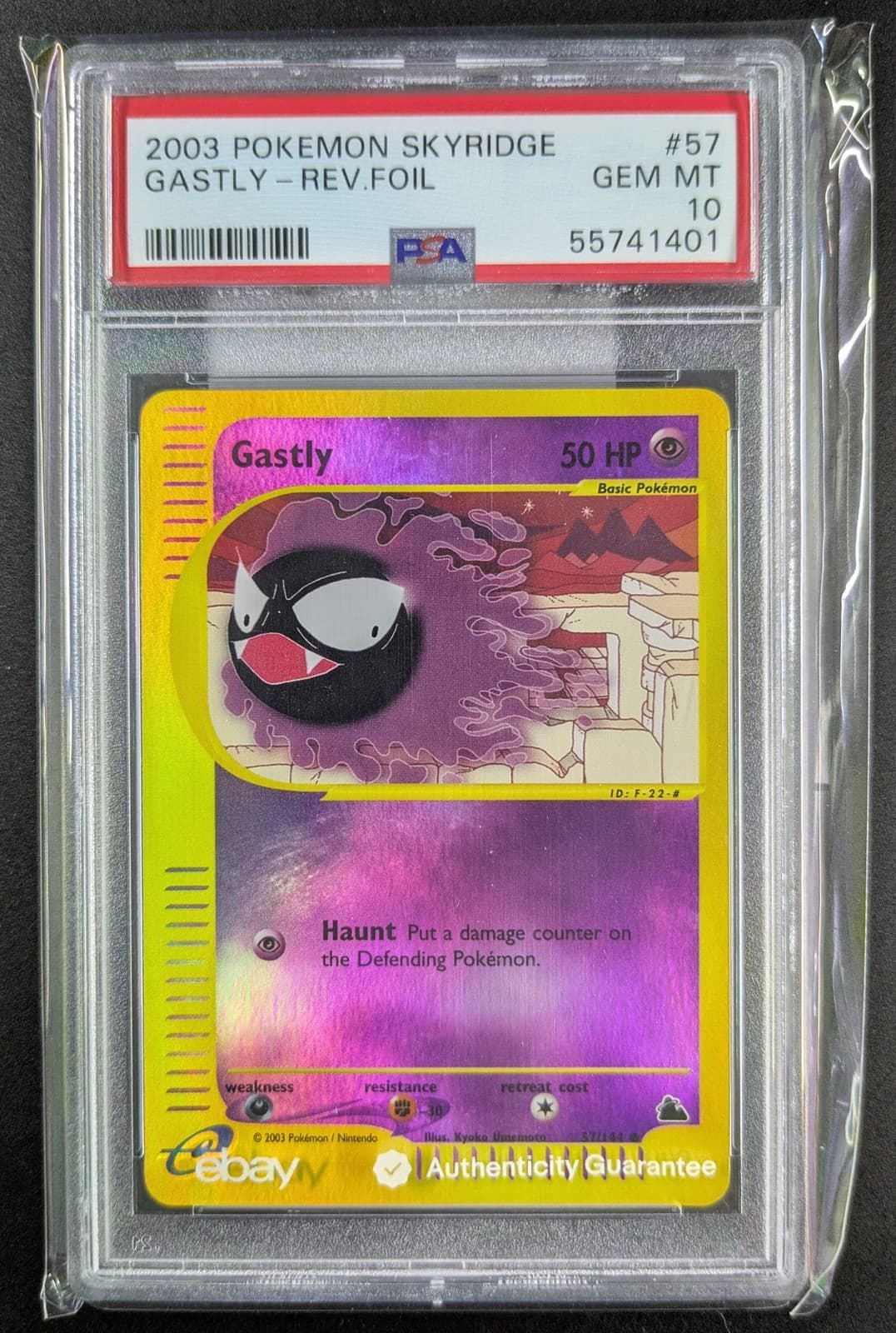 2003 Pokemon GASTLY #57/144 Skyridge Reverse Holo Common English PSA 10