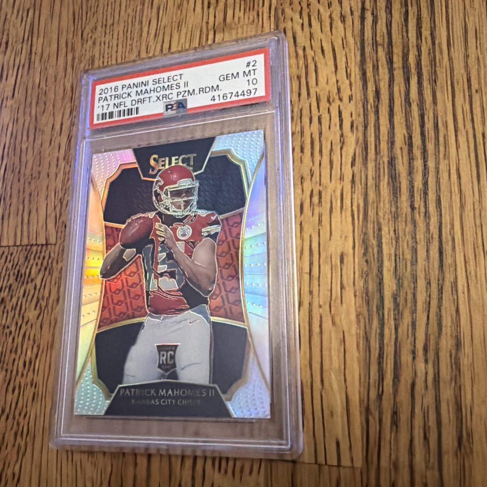 PATRICK MAHOMES 2016 SELECT 2017 XRC PRIZM SILVER HOLO ROOKIE #2 PSA 10 MINT
