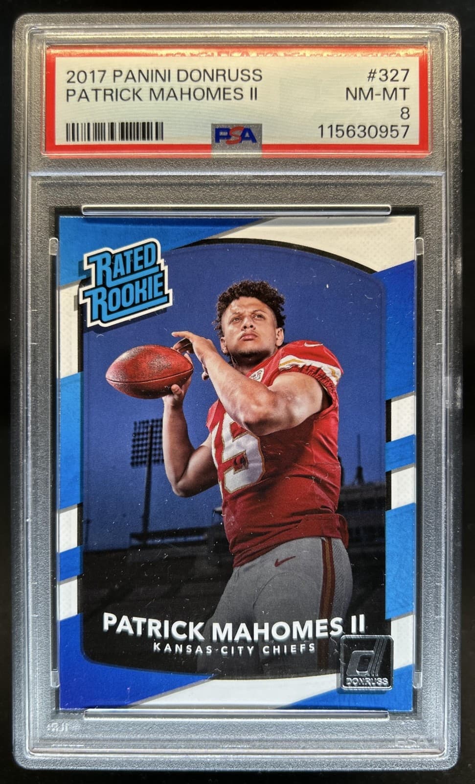 2017 Panini Donruss Patrick Mahomes II RC Rated #327 Chiefs PSA 8 Rookie