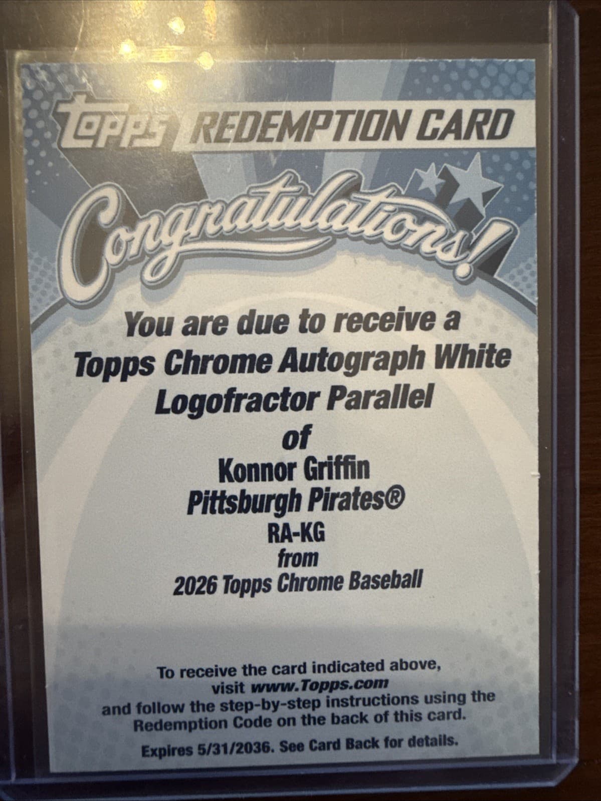 2026 Topps Chrome Logofractor Konnor Griffin Auto White Refractor RC /30