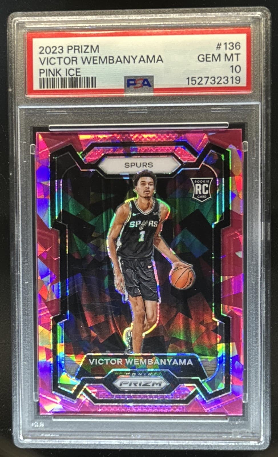 2023-24 Panini Prizm Victor Wembanyama RC Prizm Pink Ice #136 Spurs PSA 10