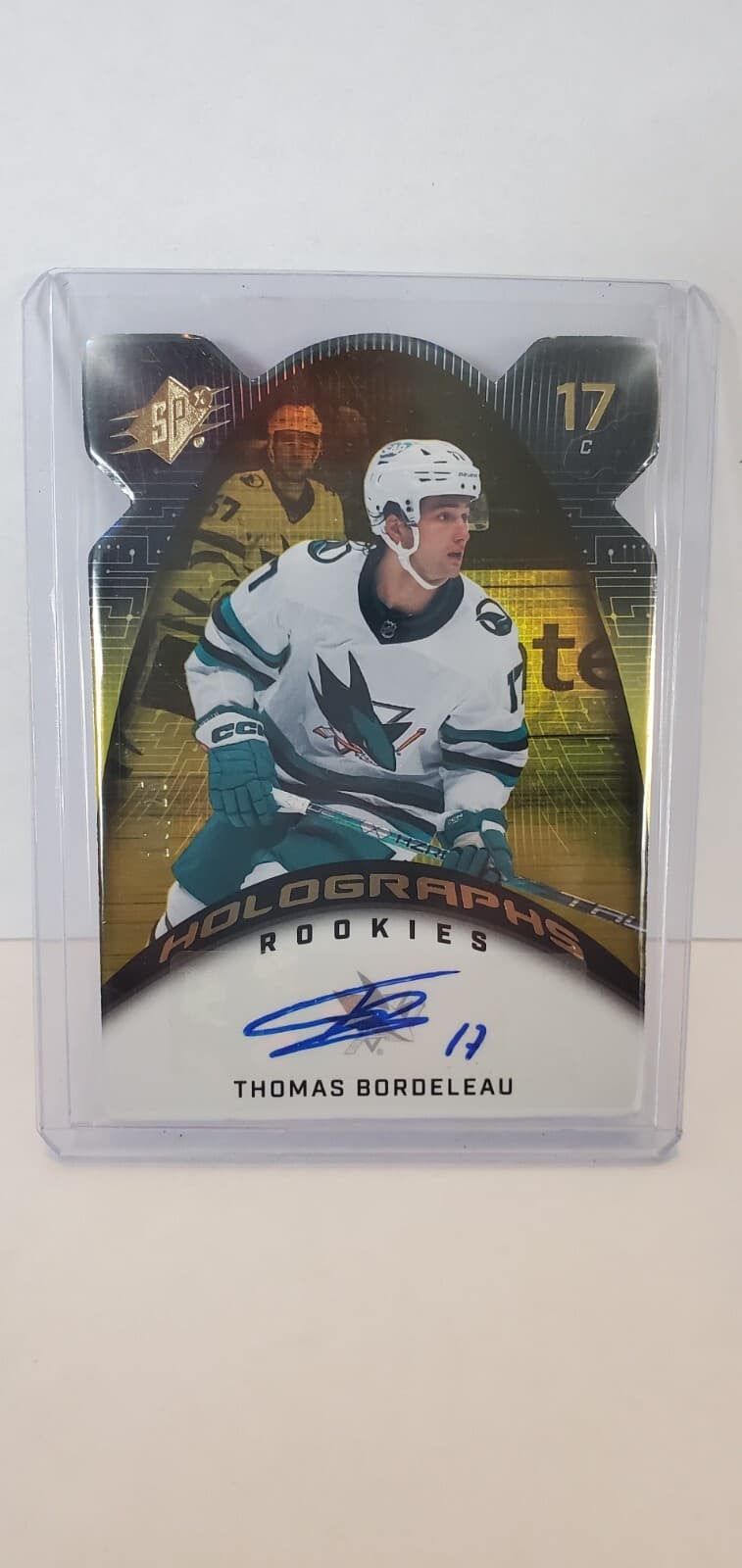 2022-23 upper deck spx hockey holographs rookies thomas bordeleau auto 10/25
