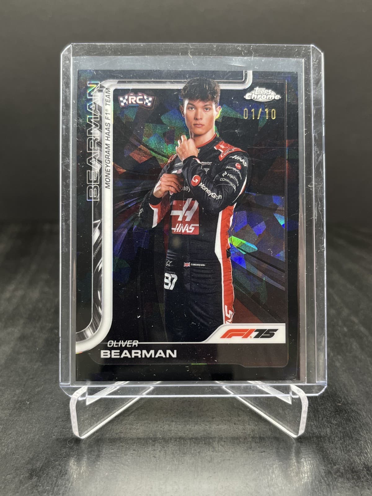 2025 Topps Chrome Sapphire F1 Oliver Bearman RC Rookie Portrait Black 01/10 #14