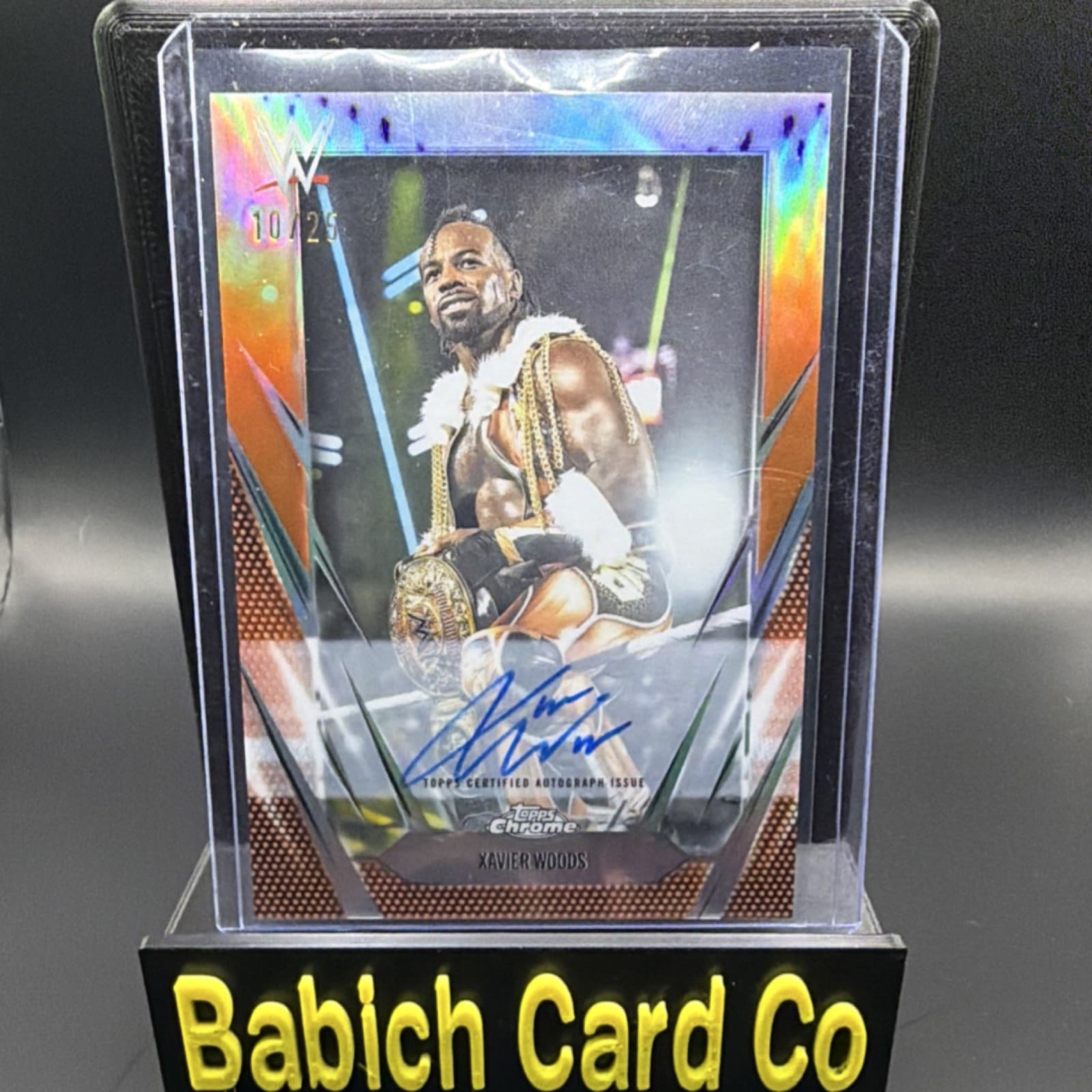 Topps Chrome WWE Xavier Woods BCA-XAW Orange Autograph Wrestling Card /25 2022