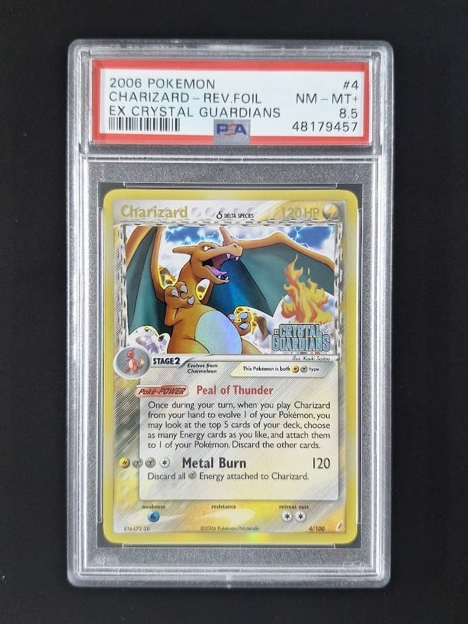 2006 Pokemon CHARIZARD #4/100 EX Crystal Guardians Reverse Foil English PSA 8.5