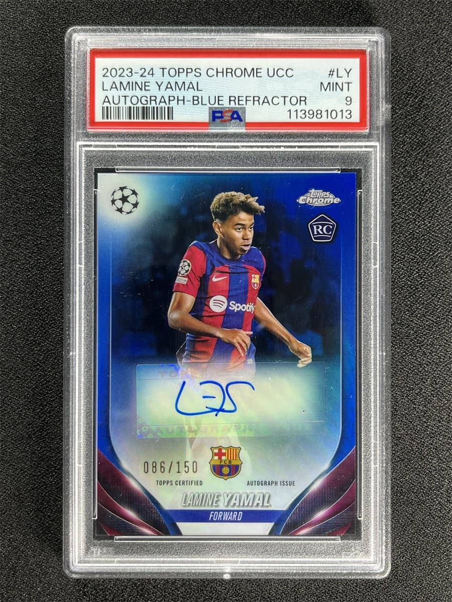 2023-24 Topps Chrome Lamine Yamal #CA-LY Blue Rookie RC Auto /150 PSA 9 MINT