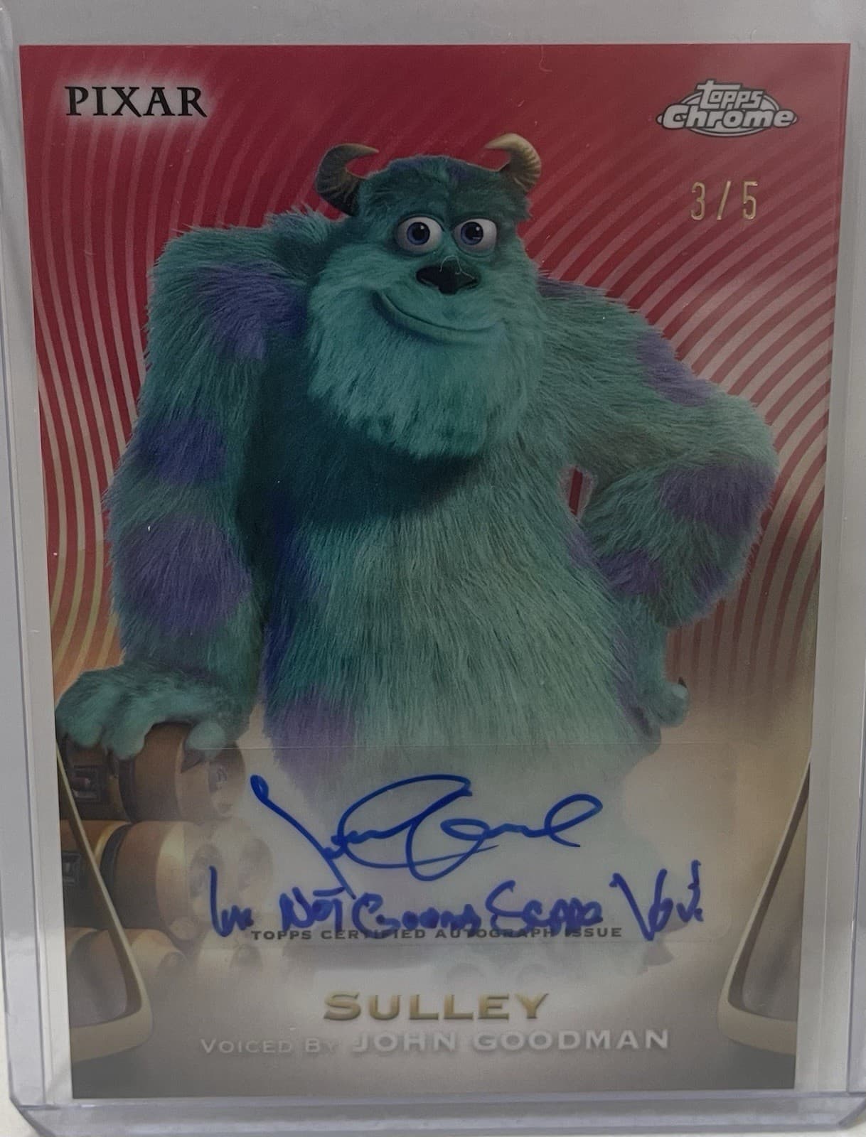 2025 Topps Chrome Disney Sulley John Goodman Auto /5 “I’m Not Gonna Scare You”