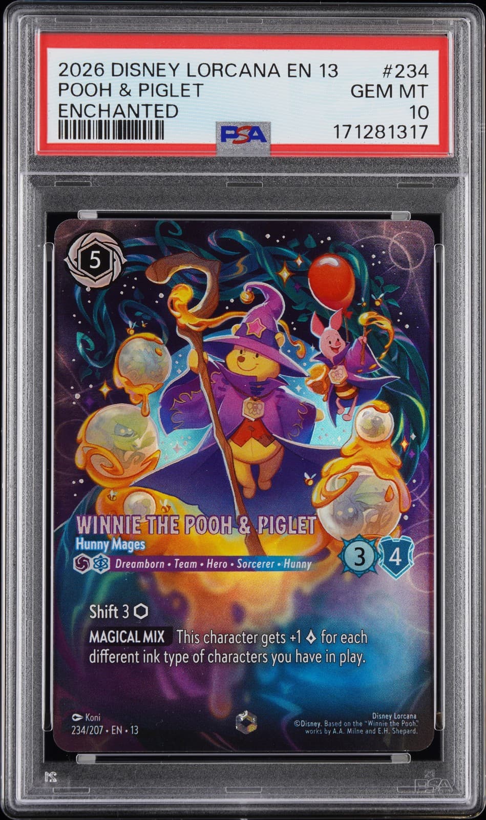 2026 Disney Lorcana En 13 Enchanted Winnie the Pooh & Piglet Hunny Mages Psa 10