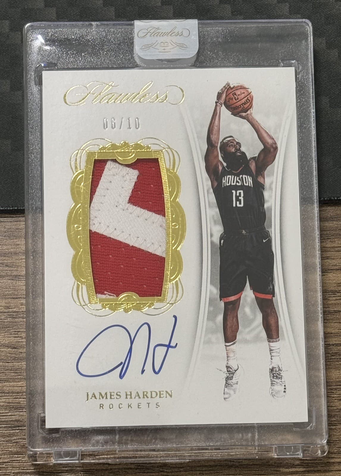 2017-18 Flawless James Harden Flawless Patch Auto Gold #6/10 Game Worn Encased