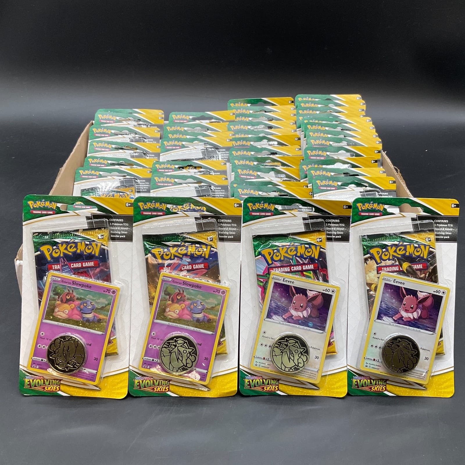 Lot of (40) Pokemon Evolving Skies Blister Packs Slowpoke Eevee Promos SEALED