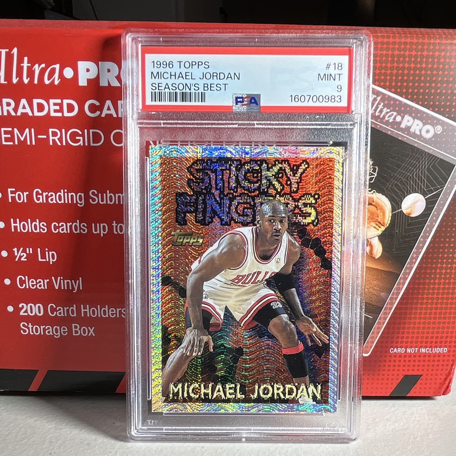 Topps 1996-97 Season's Best Sticky Fingers Michael Jordan #18 PSA 9