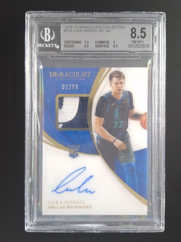 2018-19 Panini Immaculate LUKA DONCIC 32/99 Rookie RC Patch Auto #124 BGS 8.5
