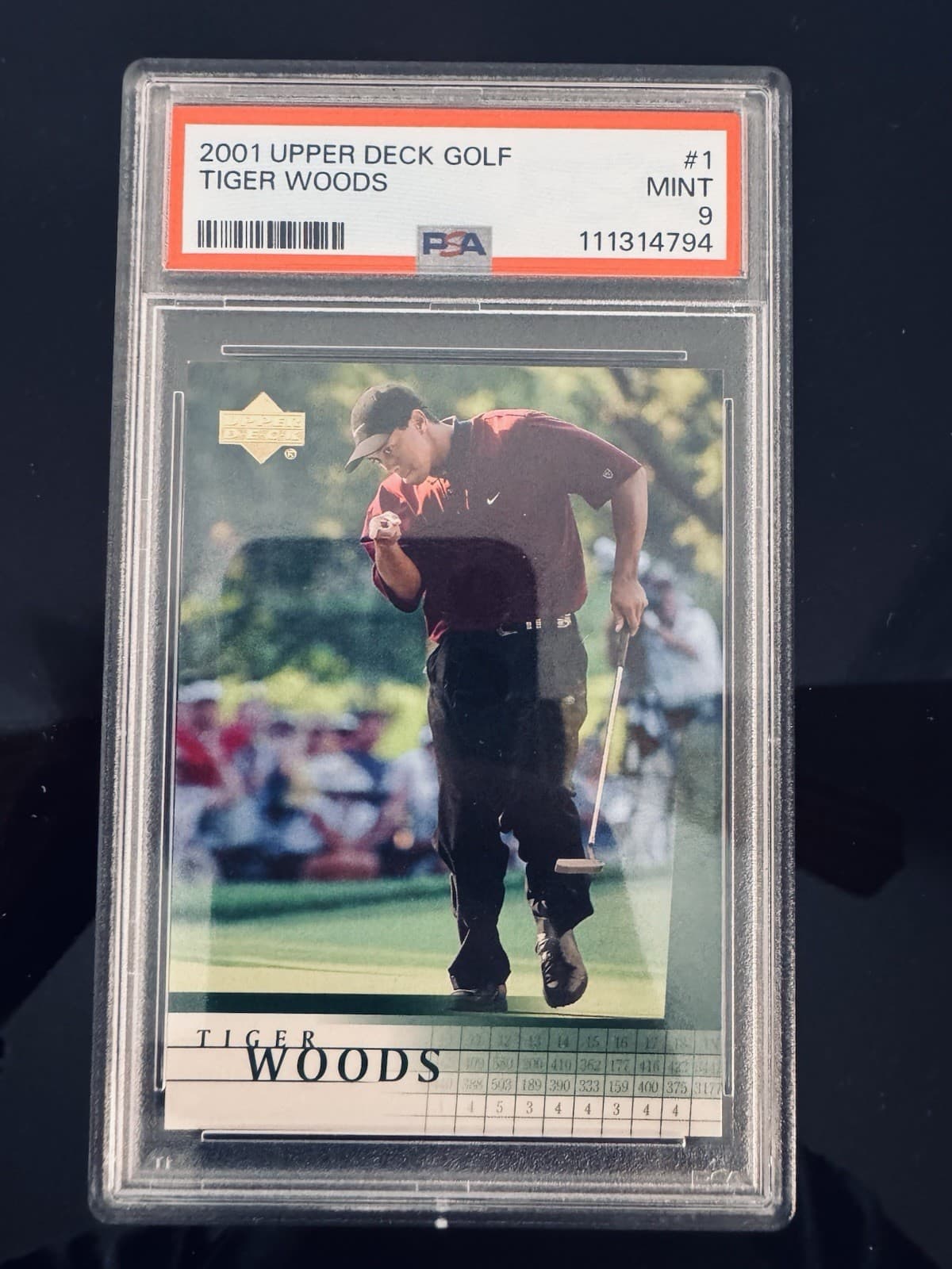 Upper Deck 2001 Golf Tiger Woods #1 Rookie PSA 9 PGA Tour Trading Card