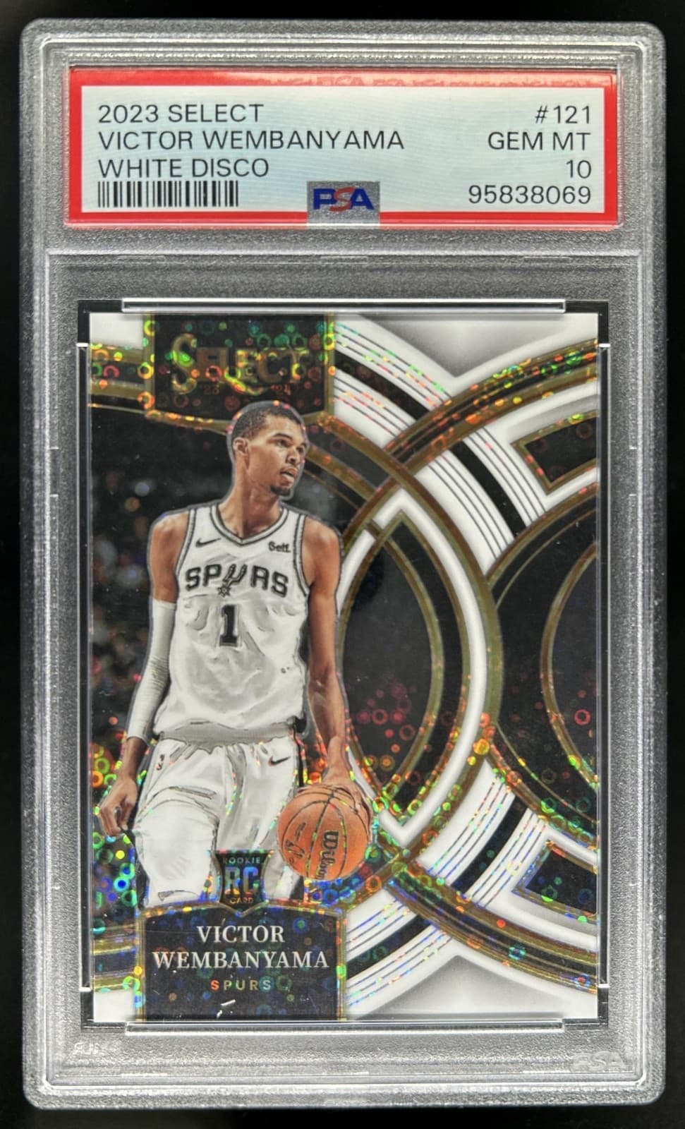 2023-24 Select Victor Wembanyama RC White Disco Prizm Premier Level #/75 PSA 10