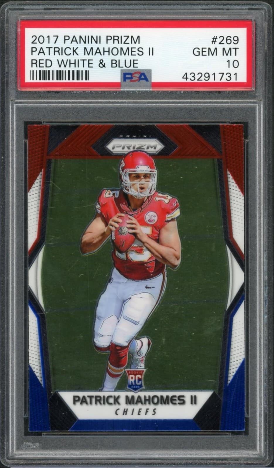 2017 Panini Prizm Patrick Mahomes II Red White Blue Rookie #269 PSA 10