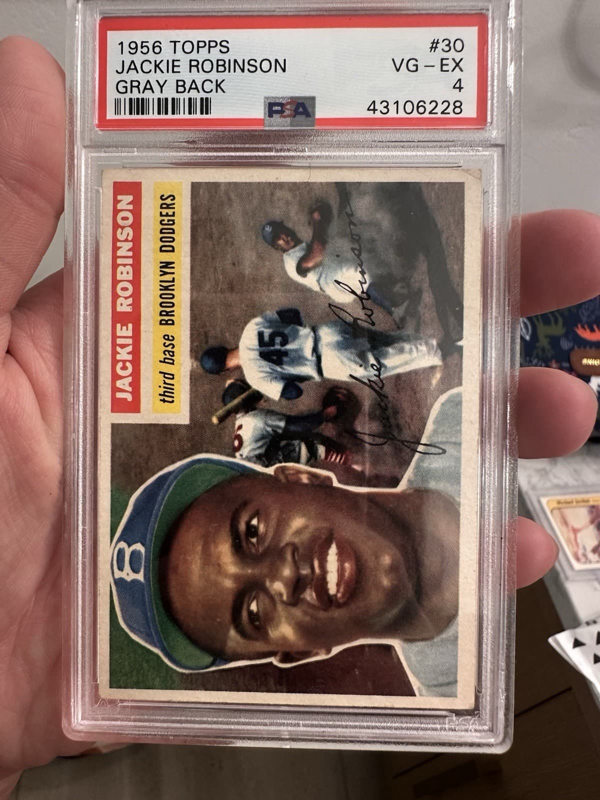 1956 Topps Jackie Robinson #30 Gray Back PSA 4
