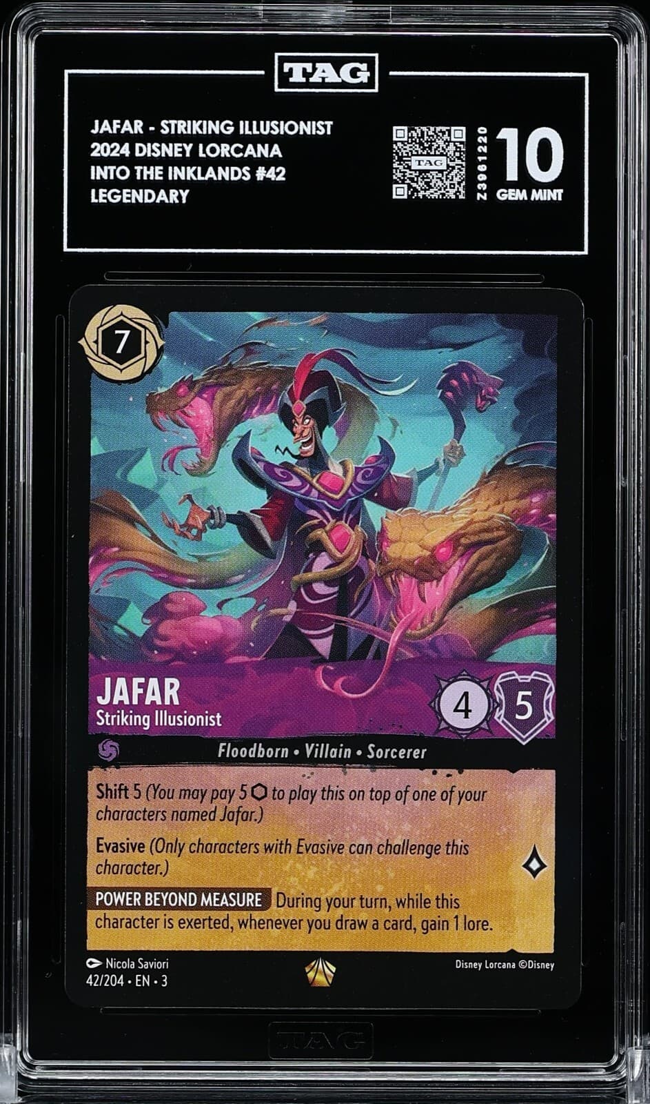 Disney Lorcana "Into The Inklands" Jafar - Striking Illusionist TAG 10 GEM MINT