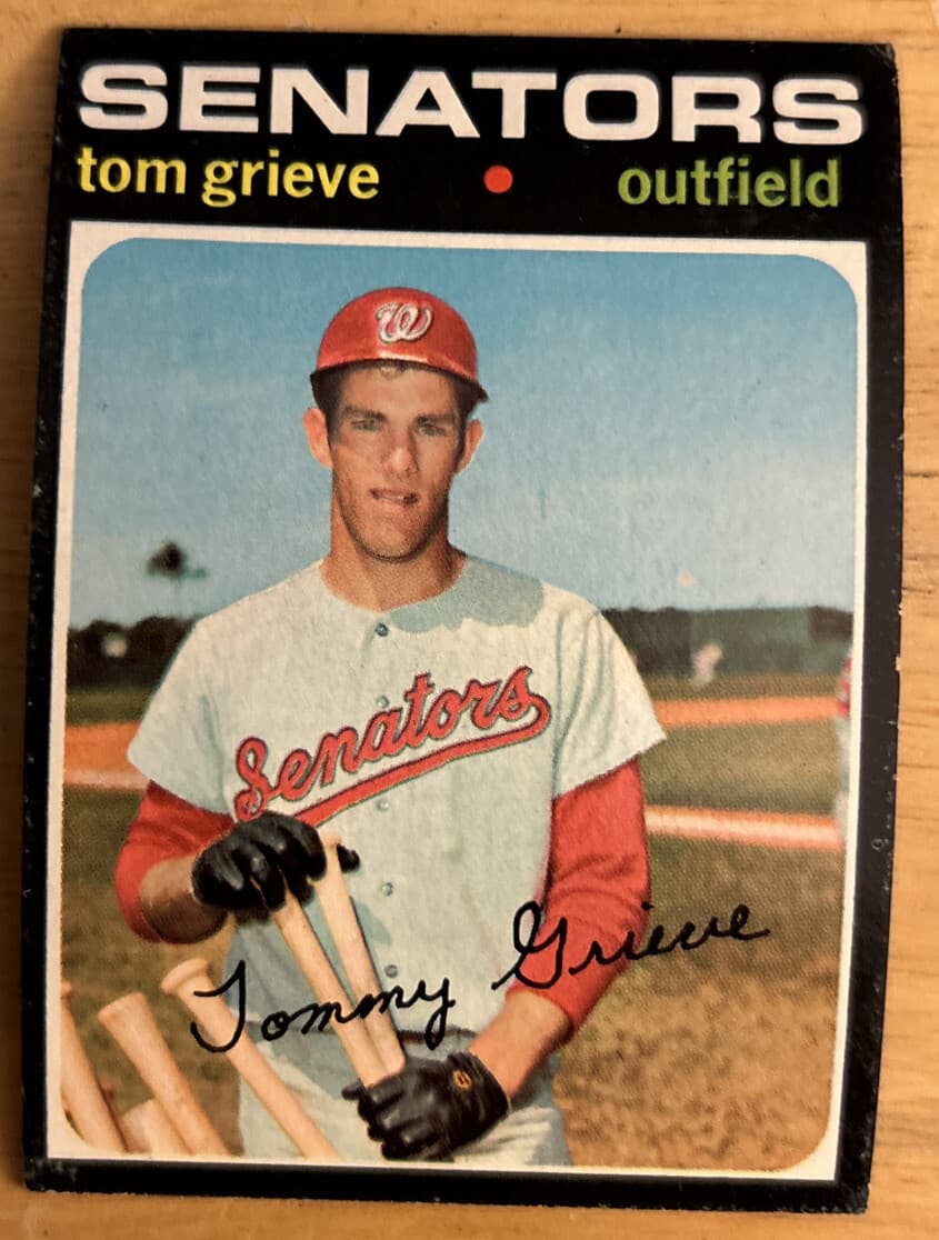1971 Topps Tom Grieve Baseball Card #167 (Senators #1 Draft Pick, 1966) O/C Fair