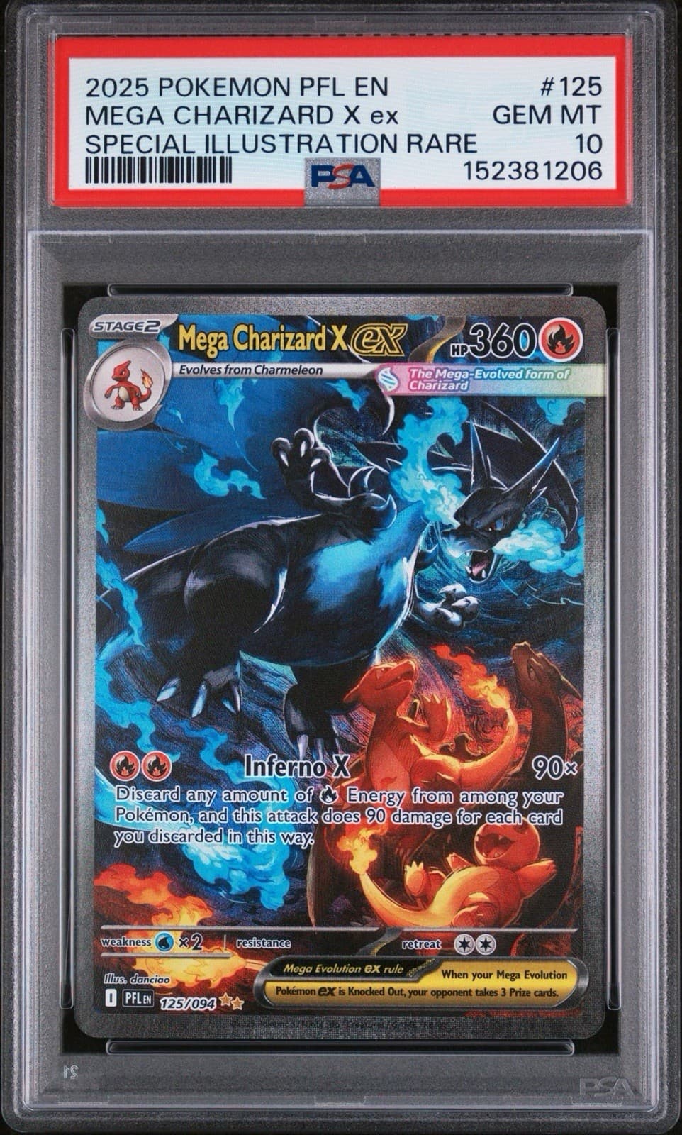 Pokemon Mega Charizard X Ex #125 SIR Phantasmal Flames PSA 10 GEM MINT