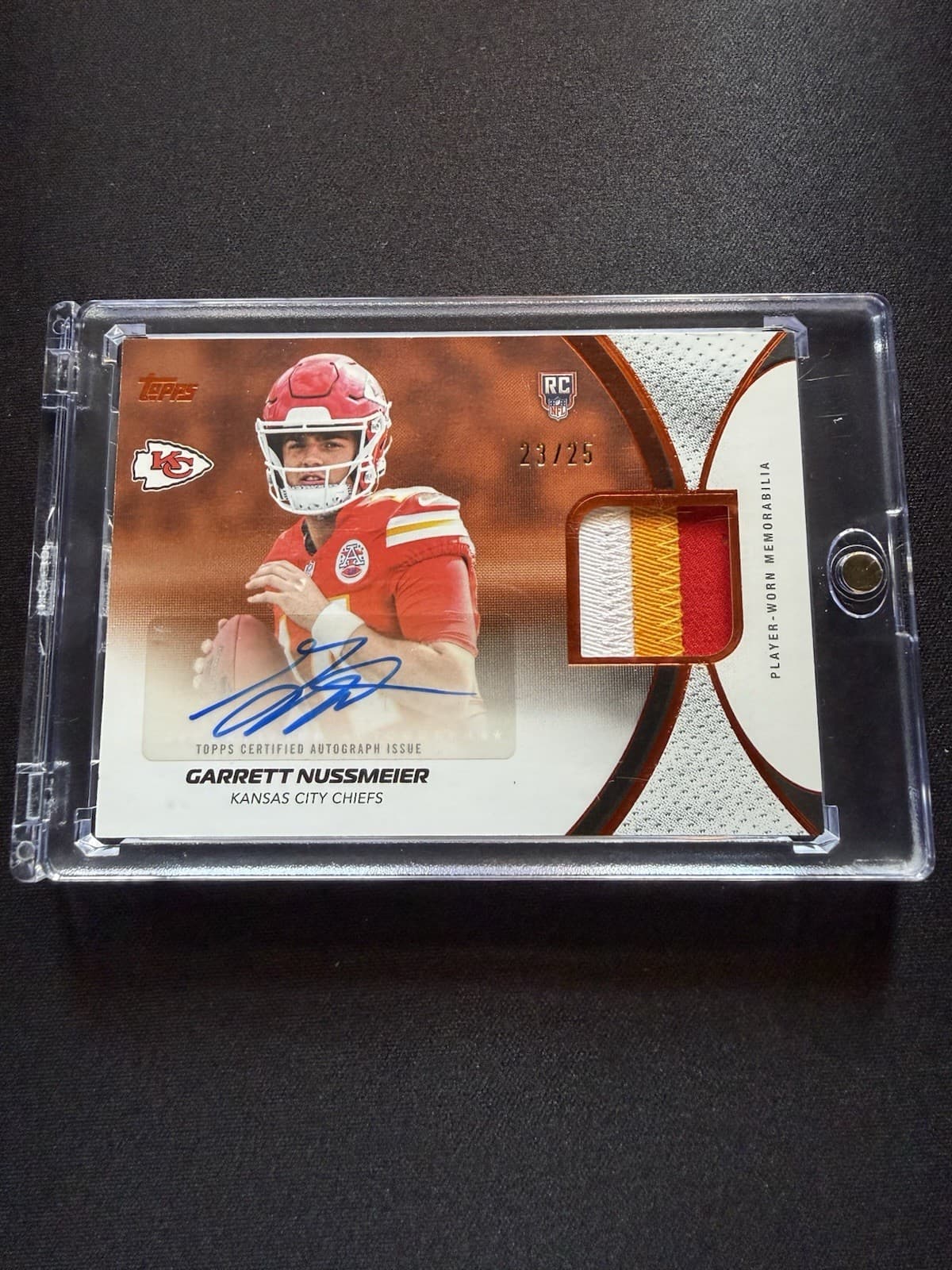 2026 Topps Flagship Football Garrett Nussmeier Rookie Patch Auto /25 QB Chiefs