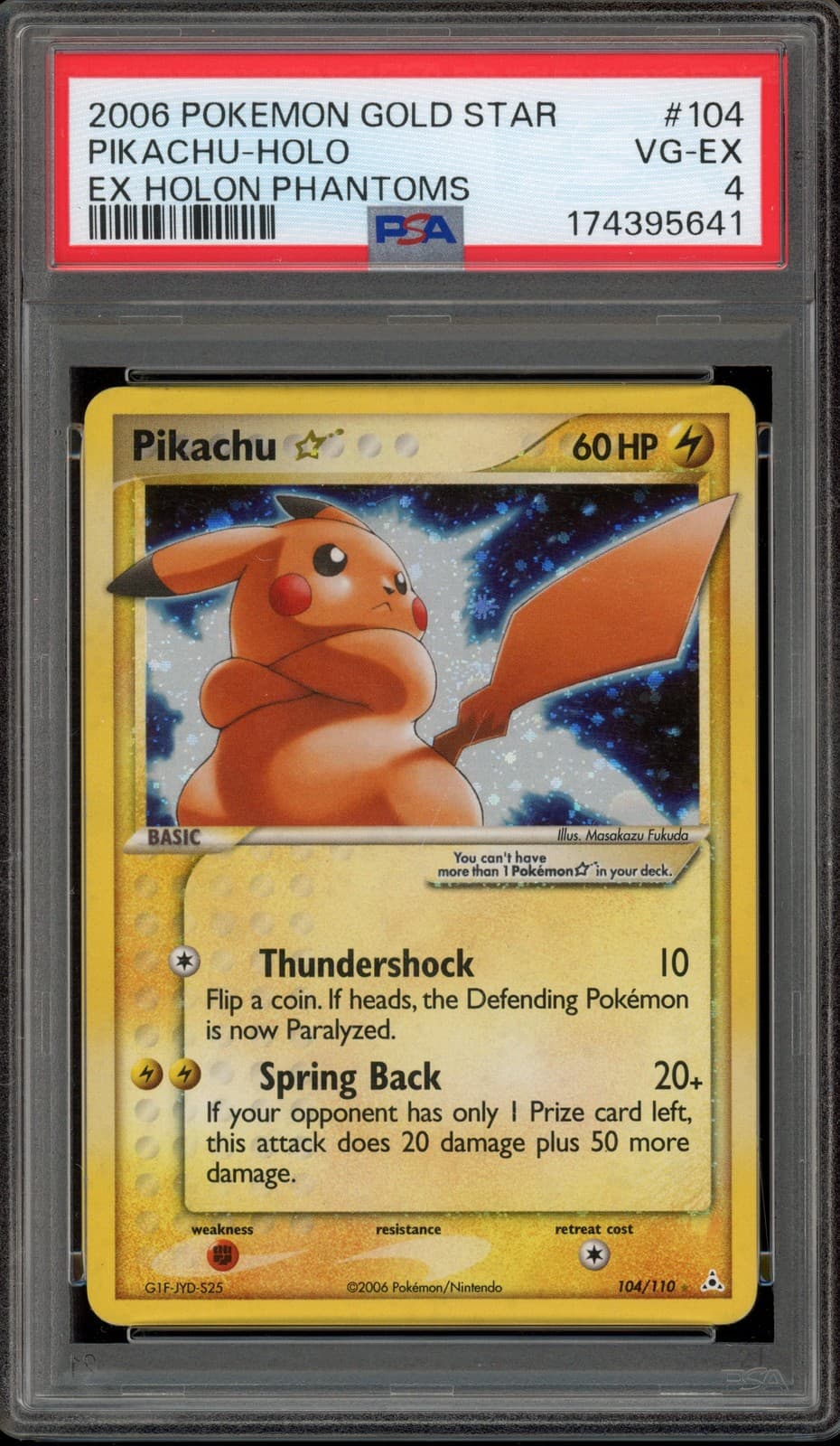 Pokemon Pikachu Gold Star EX Holon Phantoms Holo 104 PSA 4