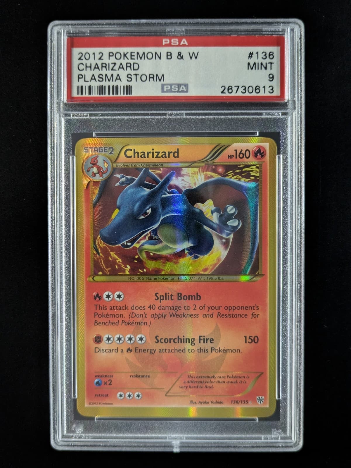 2013 Pokemon CHARIZARD #136/135 Plasma Storm Gold Secret Rare English PSA 9