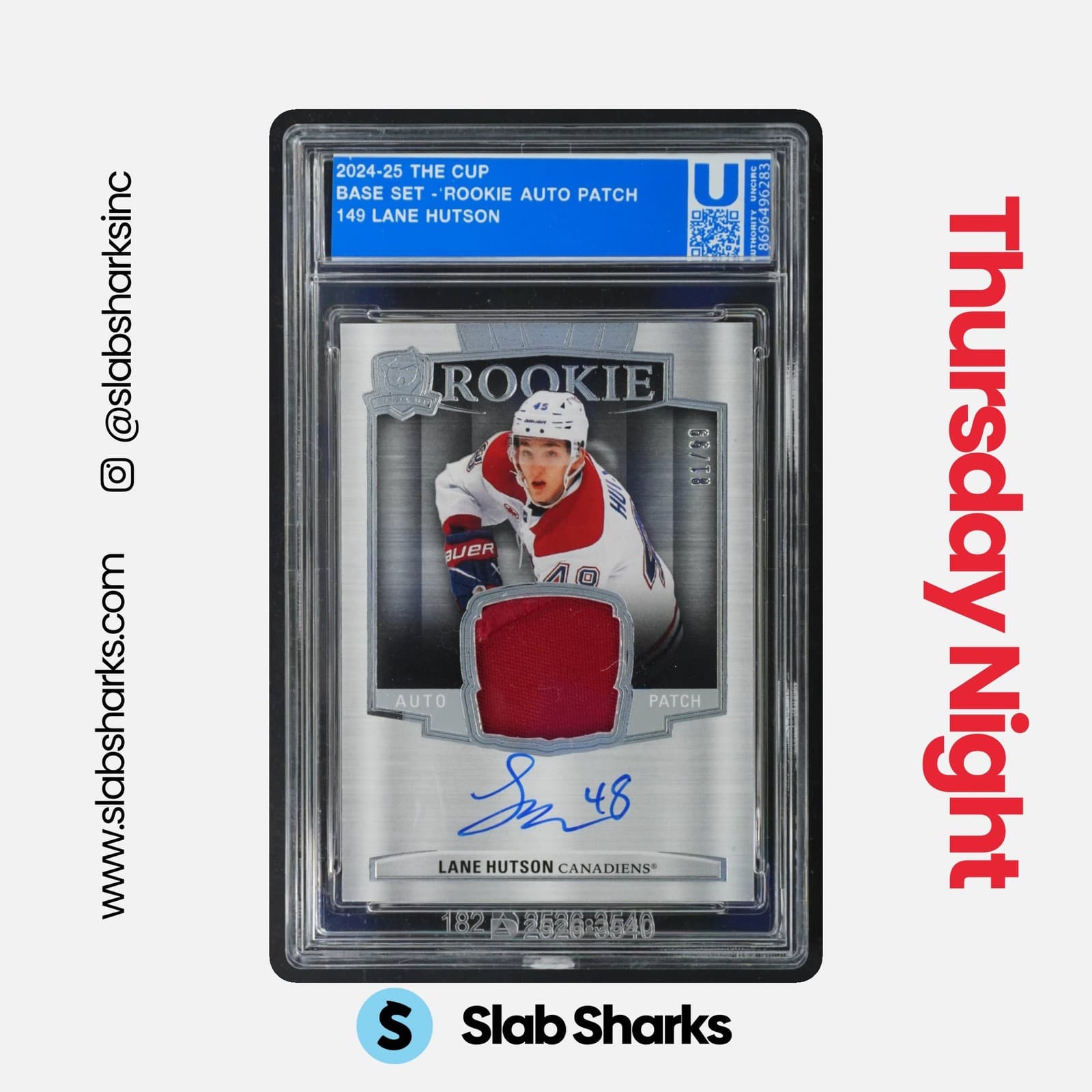 2024 UPPER DECK THE CUP #149 LANE HUTSON ROOKIE PATCH AUTO RC /99