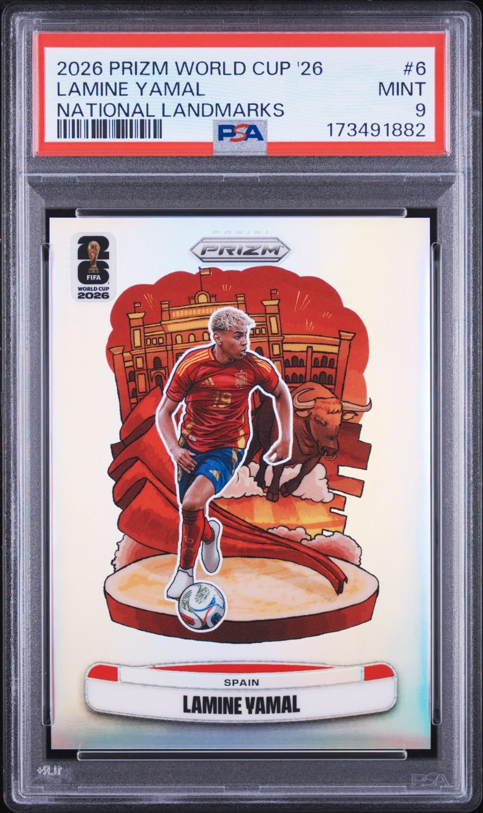 2026 Panini Prizm Fifa World Cup 2026 National Landmarks #6 Lamine Yamal Psa 9