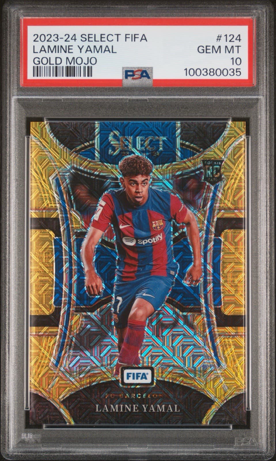 Panini Select FIFA Lamine Yamal Mezzanine Gold Mojo /10 #124 RC PSA 10