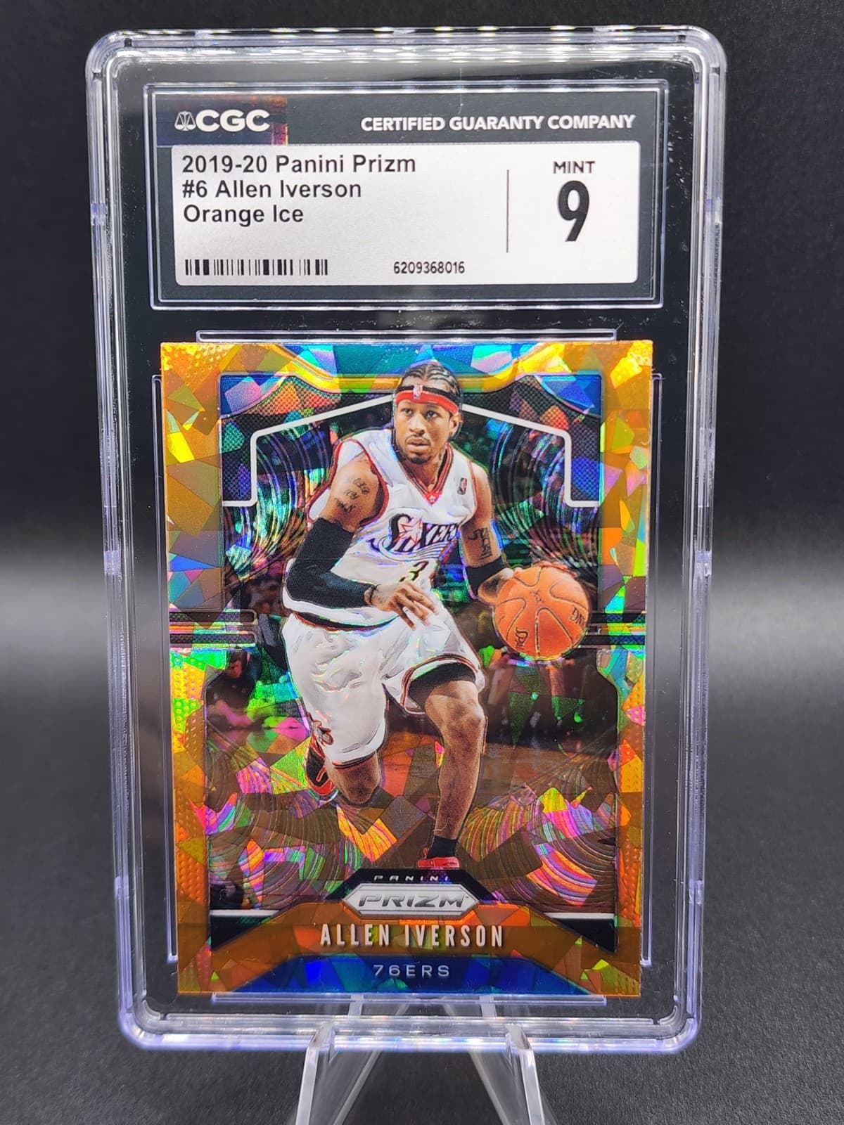 2019-20 Panini Prizm Basketball - Allen Iverson Cracked Orange Ice #6 CGC MINT 9
