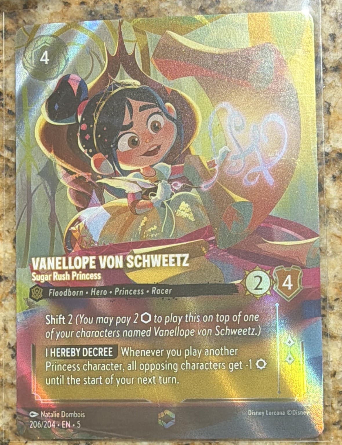 Disney Lorcana Vanellope von Schweetz 206/204 Enchanted Foil