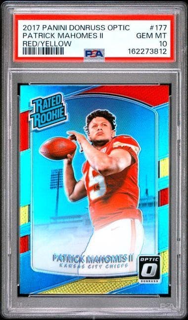 2017 Panini Donruss Optic Patrick Mahomes Red Yellow Rated Rookie #177 PSA 10