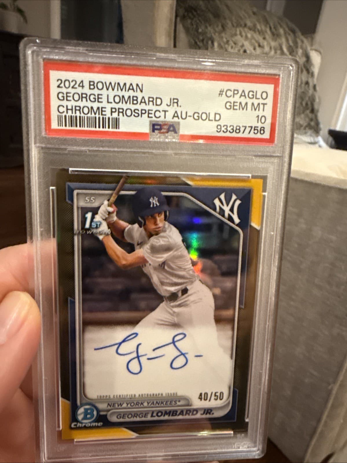 2024 Bowman Chrome 1st Auto TRUE GOLD /50 - George Lombard Jr. PSA 10