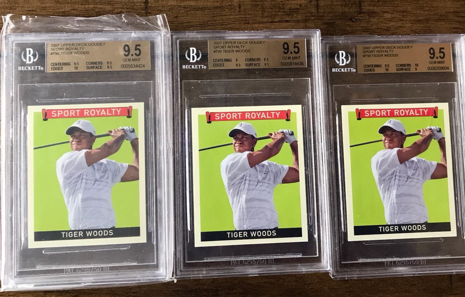 2007 UD Sport Royalty TIGER WOODS LOT OF 3 BGS 9.5 Gem Mint Non AUTO