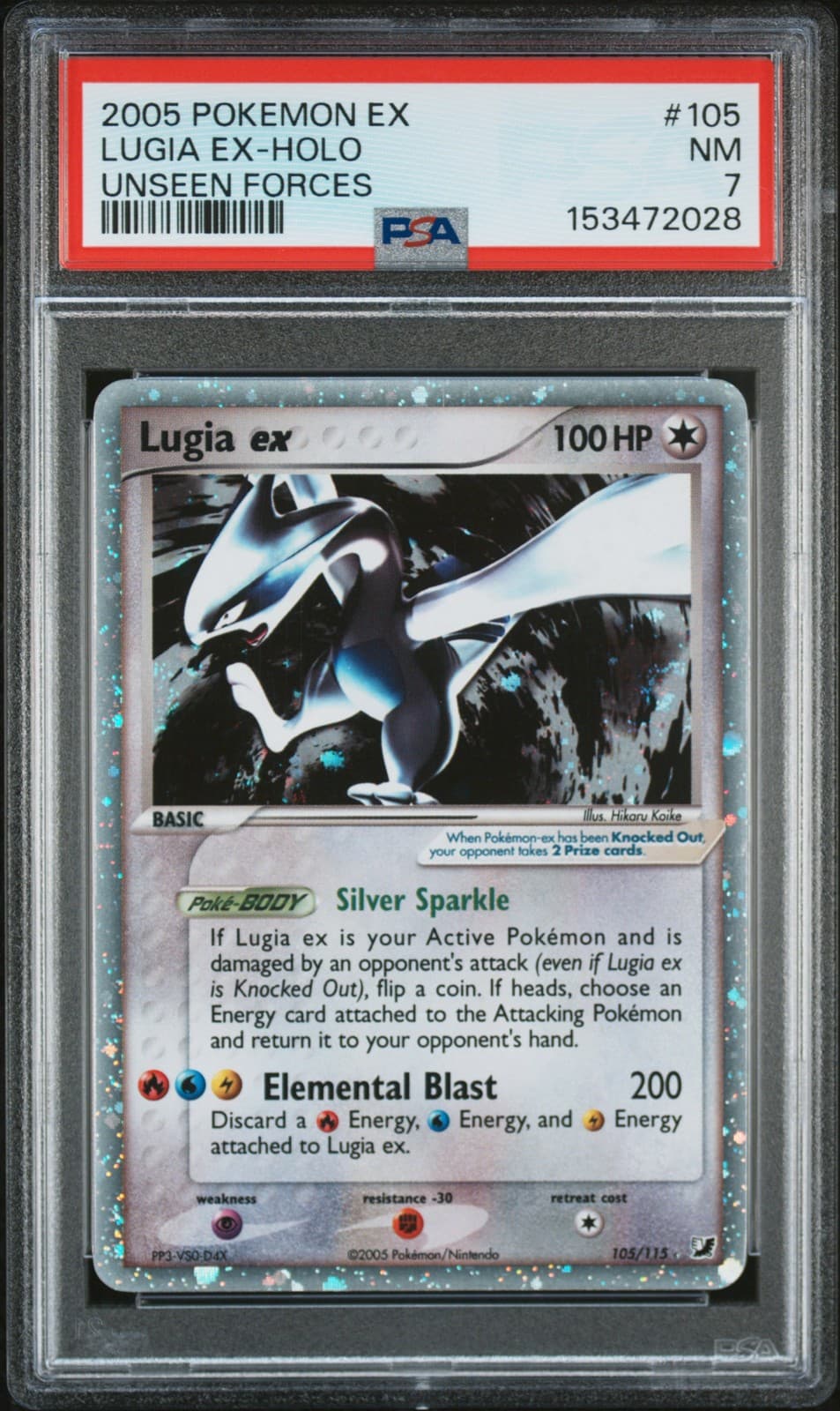 2005 Pokemon Ex Unseen Forces #105 Lugia Ex-Holo Psa 7