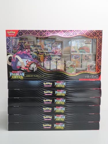 (7) Lot 2024 Pokemon Paldean Fates Great Tusk Iron Treads Premium Collection Box