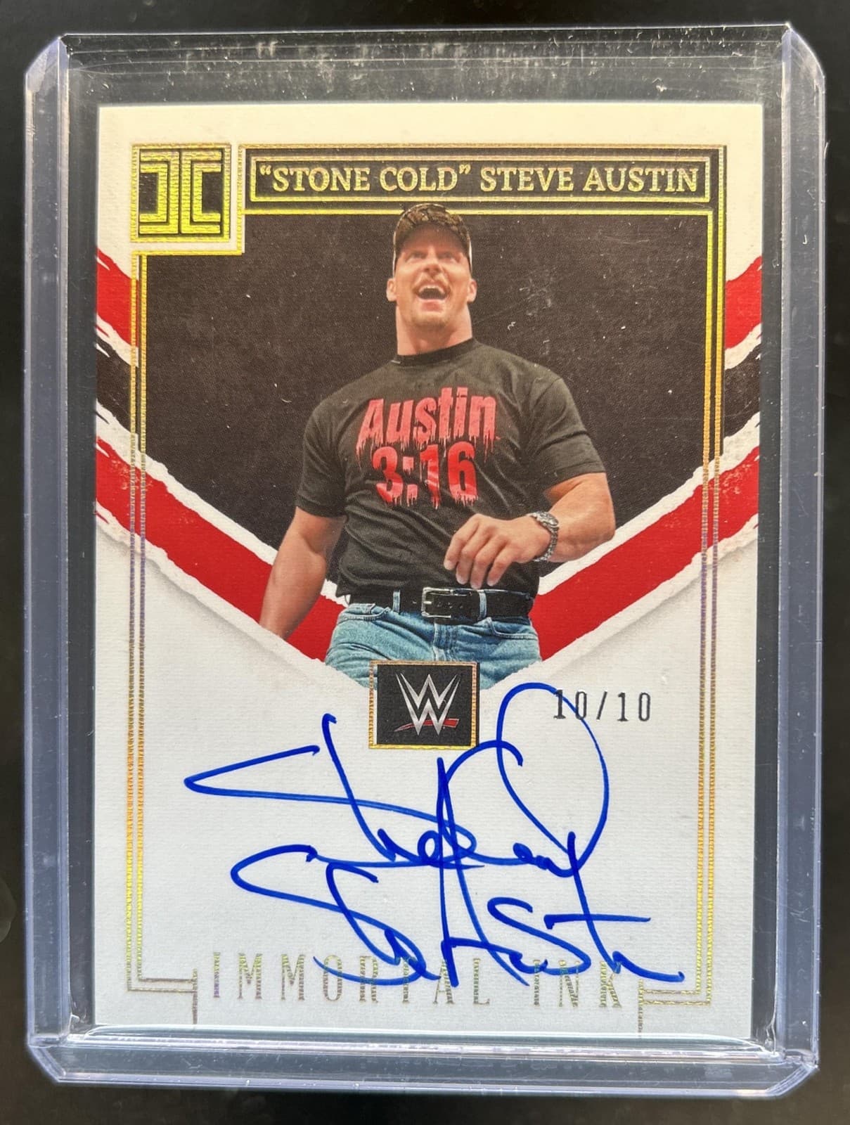 2023 Panini Impeccable WWE "Stone Cold" Steve Austin Immortal Ink Gold Auto #/10