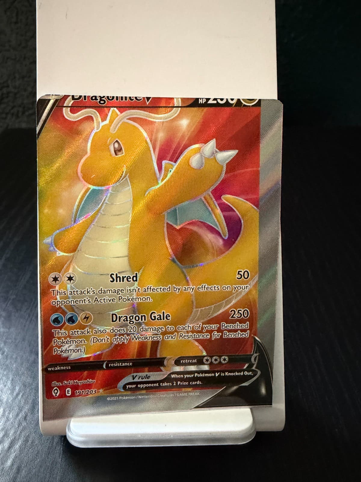 Pokemon Dragonite V Full Art 191/203 Evolving Skies MAJOR MISCUT Error Card