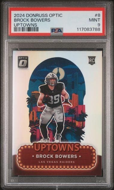 2024 Panini Donruss Optic Brock Bowers Rookie Uptowns #8 PSA 9