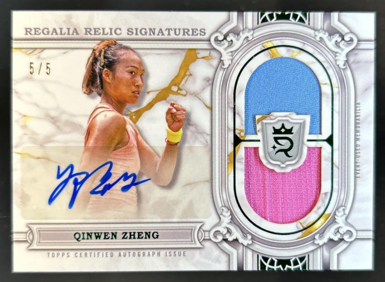 2024 Topps Royalty Qinwen Zheng Regalia Relic Signatures Green Auto #/5