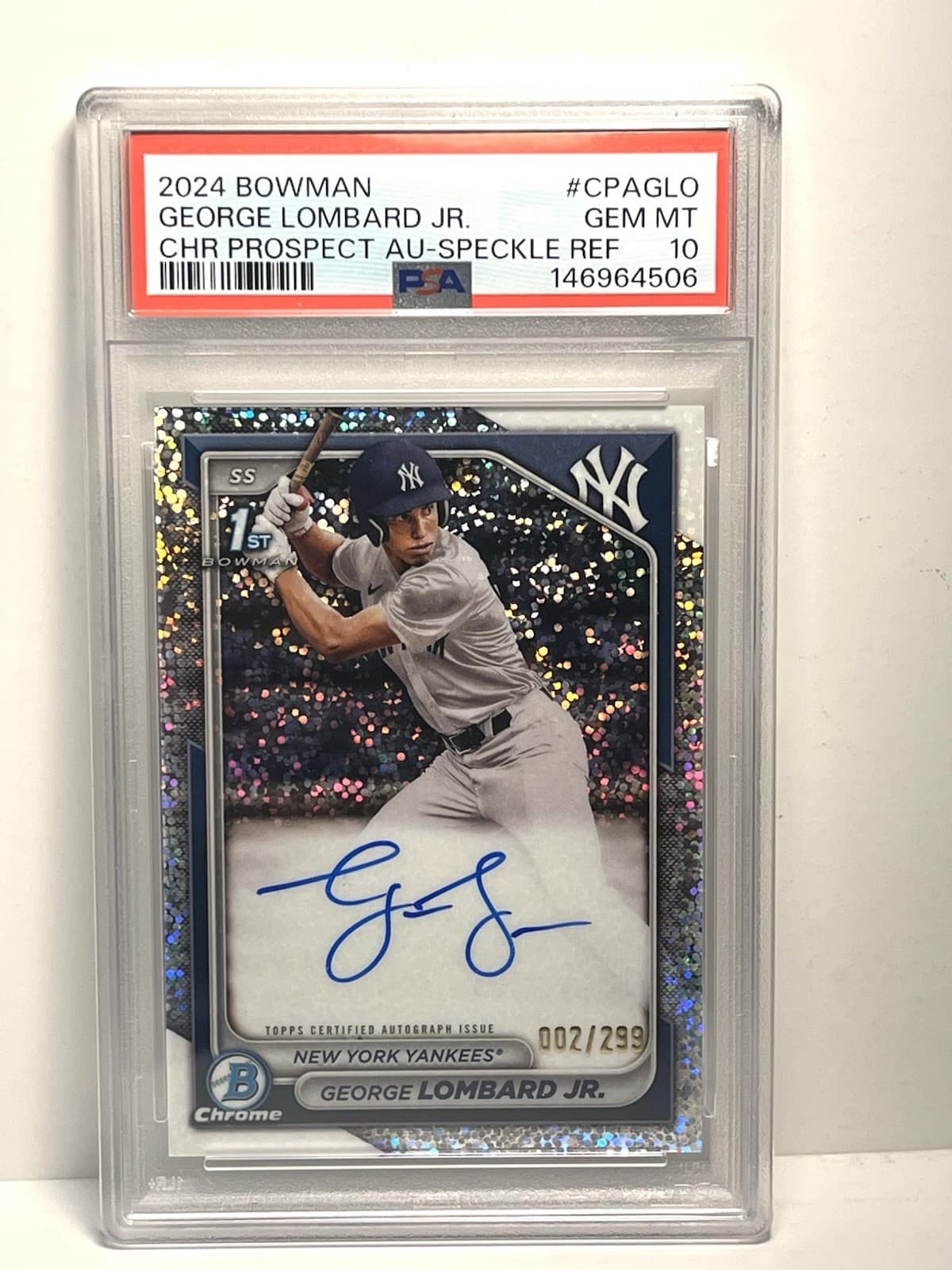 What A Debut!! Speckle Chrome Auto 2/299 George Lombard Jr PSA 10 2024 Bowman