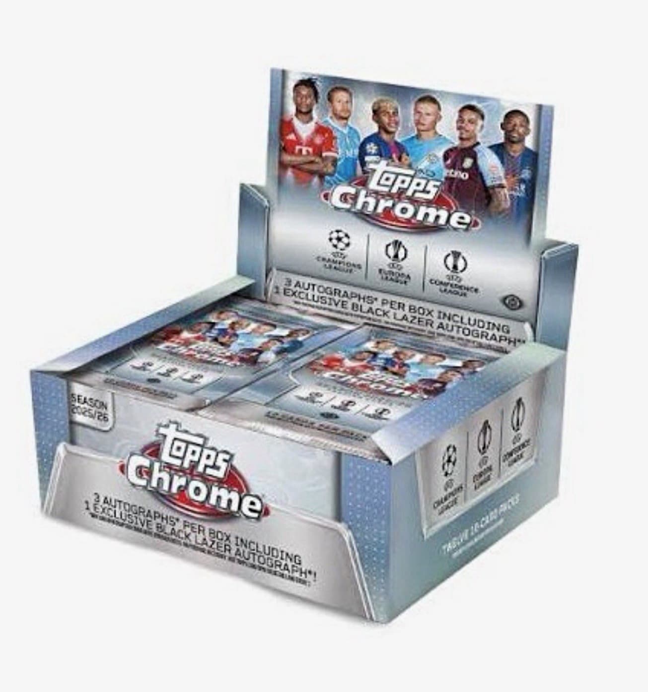 2025/26 Topps Chrome UEFA UCC Jumbo Hobby Box SEALED 3 Autos + Black Lazer!